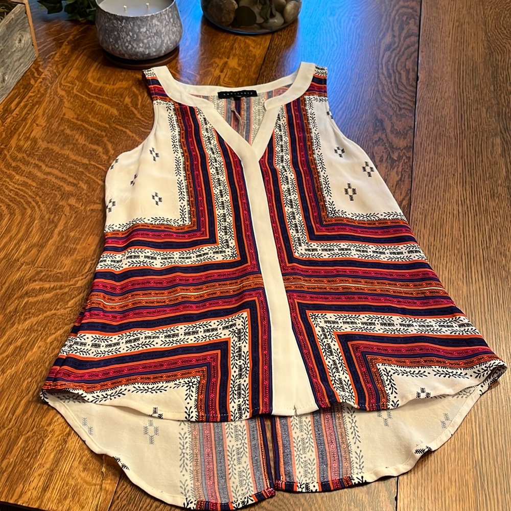 Sanctuary Lana Scarf Boho Button Down Sleeveless Blouse Tank Top Size XS